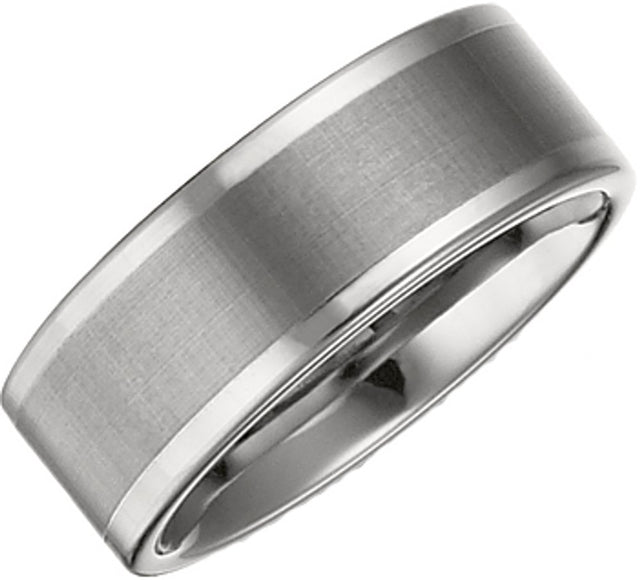 Tungsten 8 mm Flat Band with Satin Finish Center Size 10