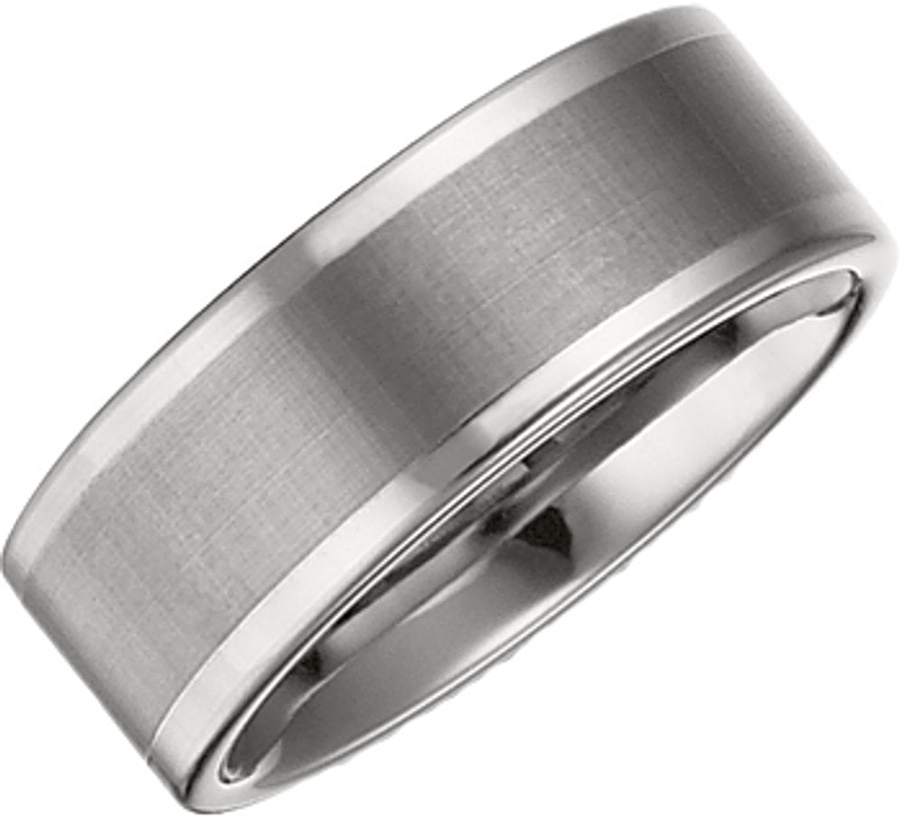 Tungsten 8 mm Inlay Comfort-Fit Band Size 8.5