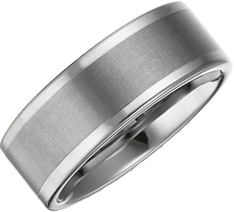 Tungsten 8 mm Inlay Comfort-Fit Band Size 8.5