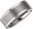 Tungsten 8 mm Flat Band with Satin Finish Center Size 9.5