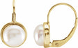 14K Yellow Gold Cultured White Freshwater Pearl Lever Back Earrings
