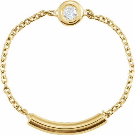 14K Yellow Gold .02 CT Natural Diamond Bezel-Set Chain Ring