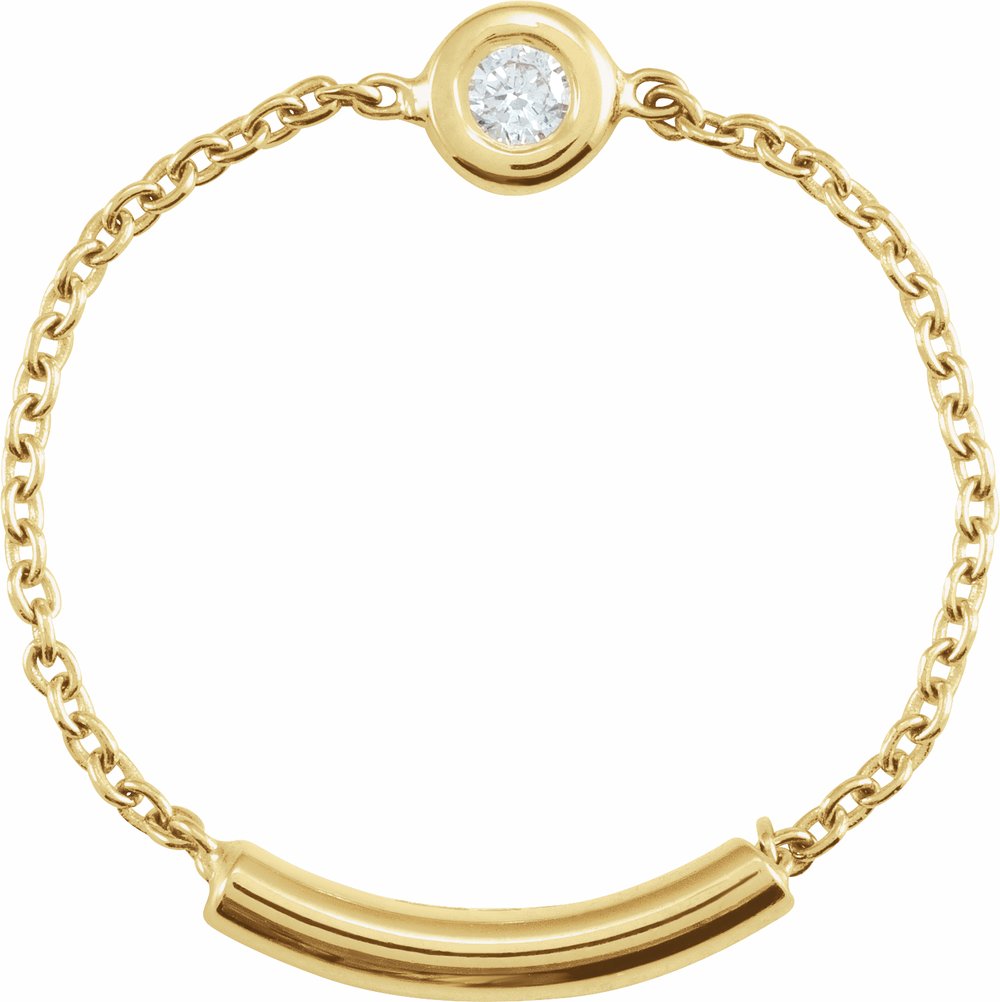 14K Yellow .02 CT Natural Diamond Bezel-Set Chain Ring