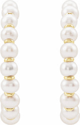 14K Yellow Gold Cultured White Freshwater Pearl 30.3 mm Hoop Earrings