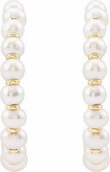 14K Yellow Cultured White Freshwater Pearl 30.3 mm Hoop Earrings