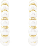 14K Yellow Gold Cultured White Freshwater Pearl 14.9 mm Hoop Earrings