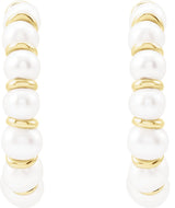 14K Yellow Cultured White Freshwater Pearl 14.9 mm Hoop Earrings