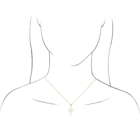 14K Yellow Cultured White Freshwater Pearl Cross 16-18" Necklace