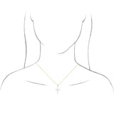 14K Yellow Gold Cultured White Freshwater Pearl Cross 16-18" Necklace