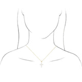 14K White Gold Cultured White Freshwater Pearl Cross 16-18" Necklace