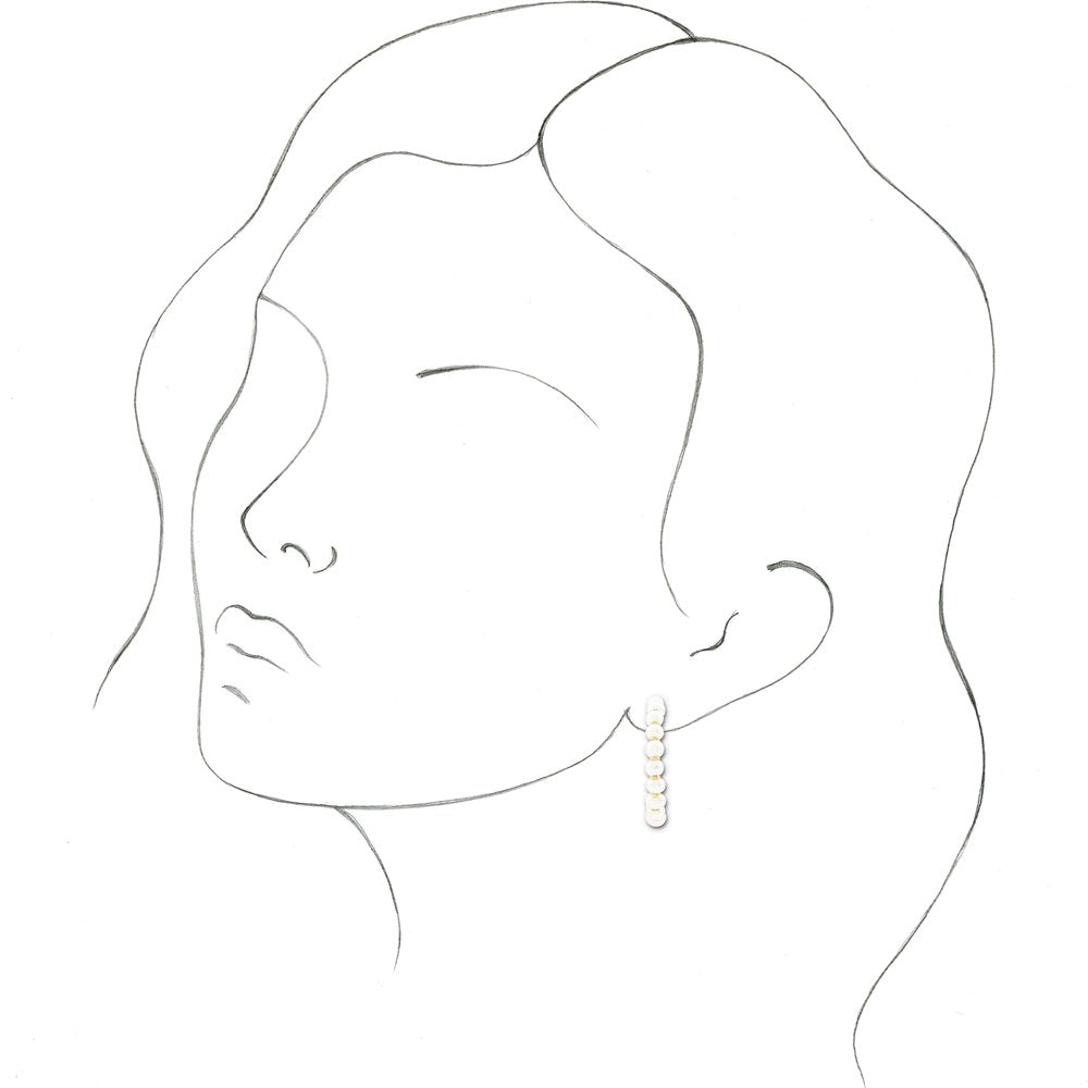 14K Rose Cultured White Freshwater Pearl 30.3 mm Hoop Earrings