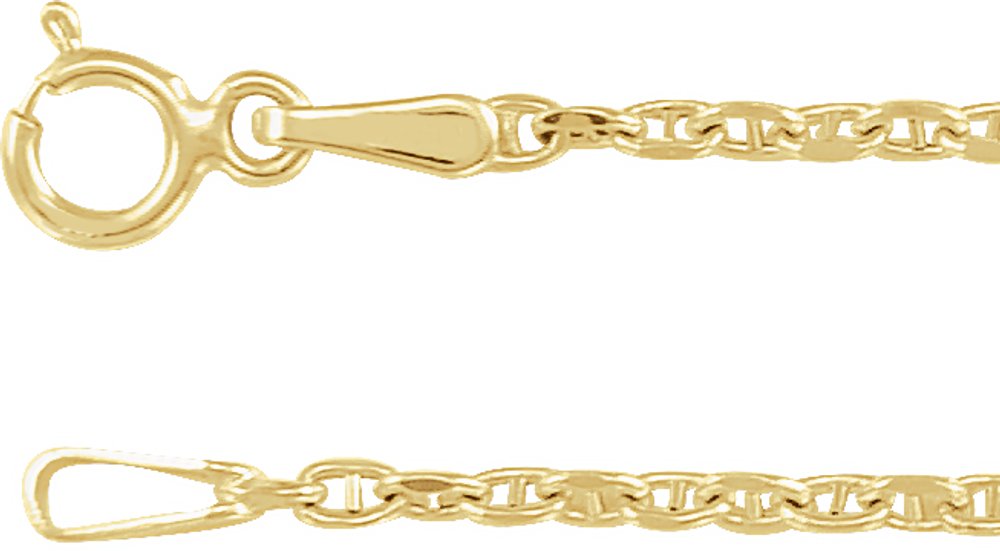 14K Yellow Gold 1.8 mm Hollow Diamond-Cut Anchor 18" Chain