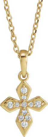 14K Yellow .05 CTW Natural Diamond Petite Cross 16-18" Necklace
