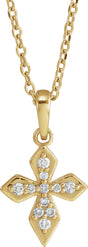 14K Yellow .05 CTW Natural Diamond Petite Cross 16-18" Necklace