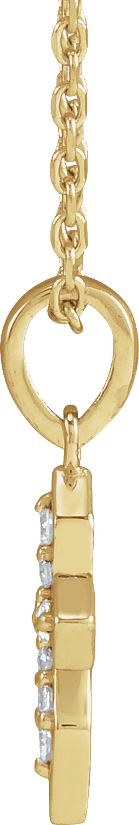14K Yellow .05 CTW Natural Diamond Petite Cross 16-18" Necklace