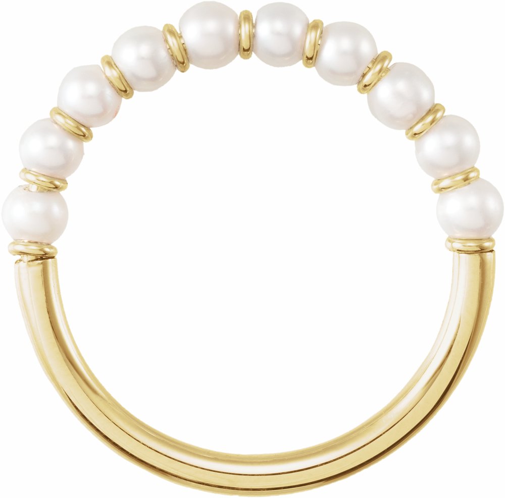 14K Yellow Cultured White Freshwater Pearl Ring