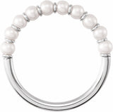 14K White Gold Cultured White Freshwater Pearl Ring
