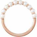 14K Rose Gold Cultured White Freshwater Pearl Ring