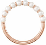 14K Rose Gold Cultured White Freshwater Pearl Ring