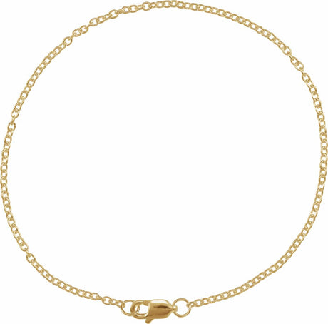 14K Yellow Gold 1.5 mm Cable 7" Chain