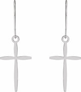 14K White Cross Earrings