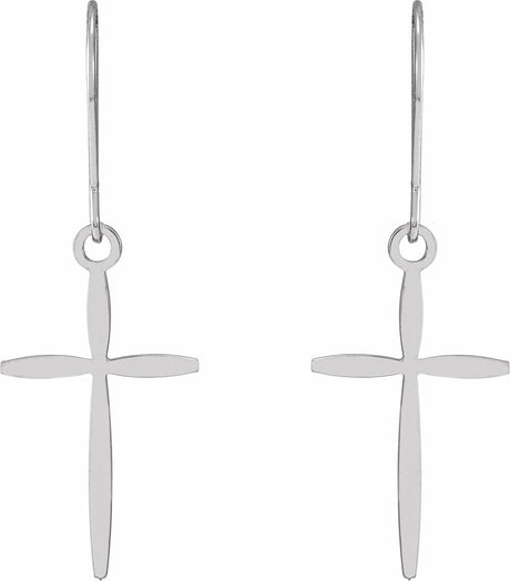 14K White Cross Earrings