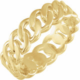 14K Yellow Gold 6.5 mm Chain Link Band Size 6