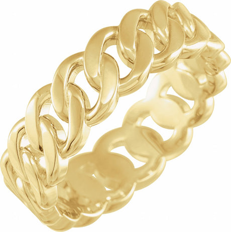 14K Yellow Gold 6.5 mm Chain Link Band Size 6
