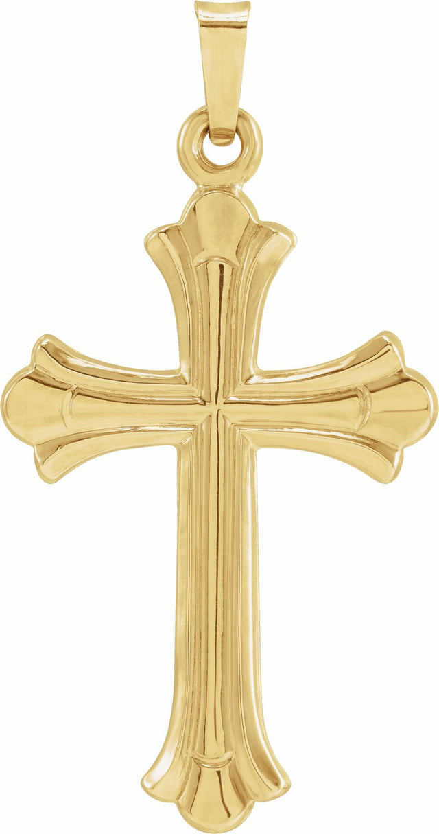 14K Yellow 33.8x17.7 mm Hollow Cross Pendant 