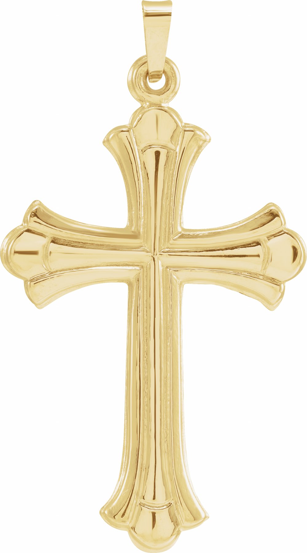 14K Yellow 40.7x22.7 mm Hollow Cross Pendant 