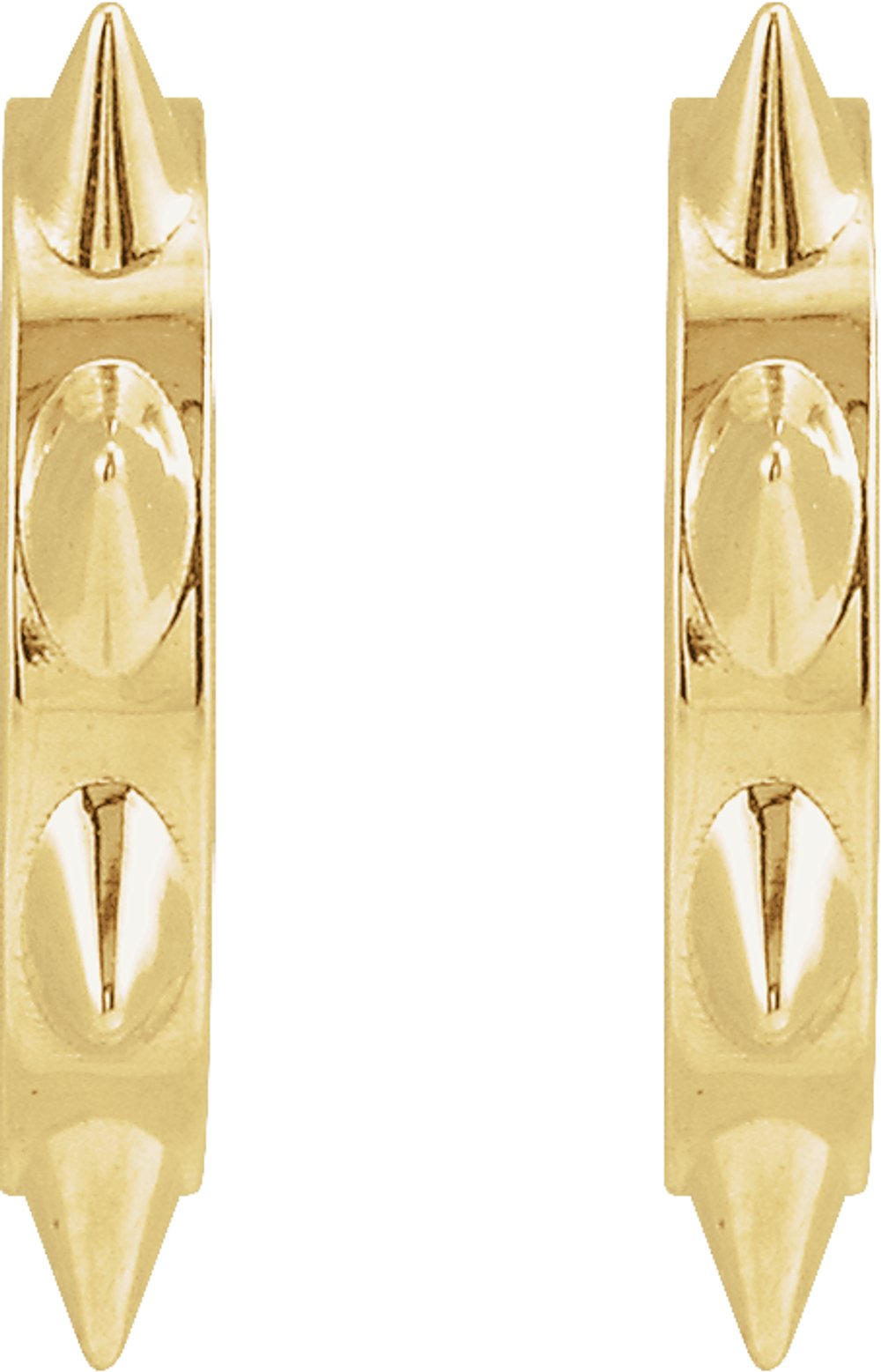 14K Yellow Spike 13.43 mm Hoop Earrings
