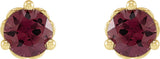14K Yellow Gold 3 mm Natural Rhodolite Garnet Earrings
