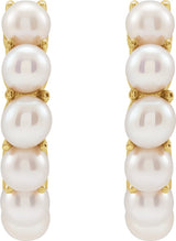 14K Yellow Gold Cultured White Freshwater Pearl 15.5 mm Huggie Hoop Earrings