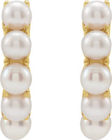 14K Yellow Cultured White Freshwater Pearl 14 mm Huggie Hoop Earrings