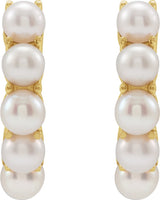 14K Yellow Gold Cultured White Freshwater Pearl 14 mm Huggie Hoop Earrings