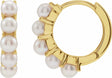 14K Yellow Gold Cultured White Freshwater Pearl 14 mm Huggie Hoop Earrings