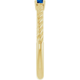 14K Yellow Gold 3 mm Lab-Grown Blue Sapphire Solitaire Rope Ring