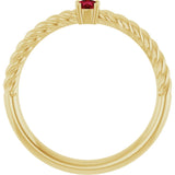 14K Yellow 3 mm Lab-Grown Ruby Solitaire Rope Ring