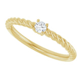 14K Yellow 1/10 CT Natural Diamond Solitaire Rope Ring