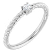 Sterling Silver 3 mm Natural White Sapphire Solitaire Rope Ring