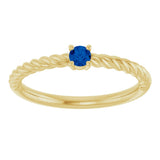 14K Yellow 3 mm Lab-Grown Blue Sapphire Solitaire Rope Ring