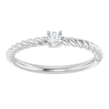 Sterling Silver 3 mm Natural White Sapphire Solitaire Rope Ring