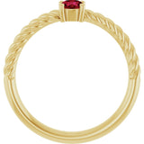 14K Yellow 4 mm Lab-Grown Ruby Solitaire Rope Ring