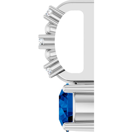 14K White Gold Imitation Blue Sapphire & .01 CTW Natural Diamond Charm/Pendant