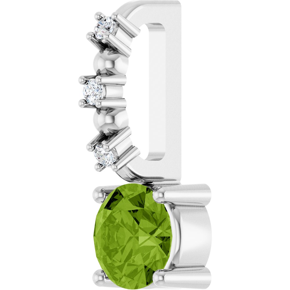 14K White Imitation Peridot & .01 CTW Natural Diamond Charm/Pendant