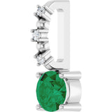 Sterling Silver Imitation Emerald & .01 CTW Natural Diamond Charm/Pendant