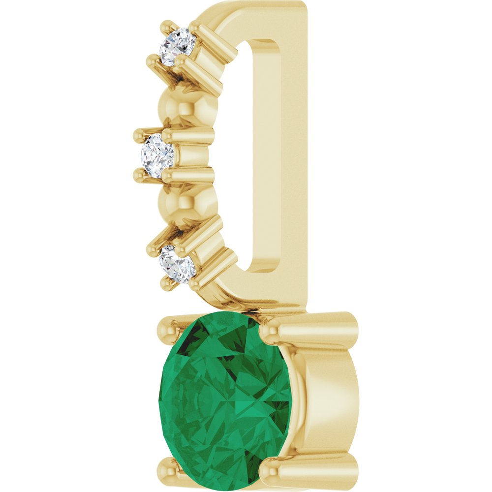 14K Yellow Lab-Grown Emerald & .01 CTW Natural Diamond Pendant