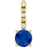 14K Yellow Lab-Grown Blue Sapphire & .01 CTW Natural Diamond Pendant