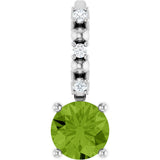 14K White Imitation Peridot & .01 CTW Natural Diamond Charm/Pendant