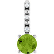 14K White Imitation Peridot & .01 CTW Natural Diamond Charm/Pendant